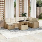 vidaXL Salon de jardin avec coussins 9 Pièces beige résine tressée