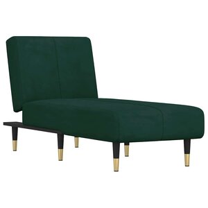 vidaXL Chaise longue vert foncé velours