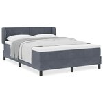 Lit à ressorts vidaXL avec matelas gris foncé 140x200 cm en velours