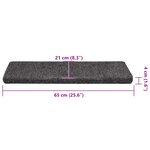 vidaXL Tapis d'escalier autocollants  30 pièces  65 x 21 x 4 cm  gris  bord rectangulaire