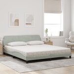 vidaXL Lit avec matelas Dover gris clair 180x200 cm velours