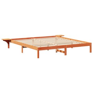 vidaXL Cadre de lit avec tables de chevet Marron Marron cire