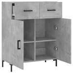 vidaXL Buffet gris béton 69 5x34x90 cm bois d'ingénierie