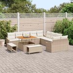 vidaXL Ensemble de canapé de jardin 13 Pièces Beige Poly rotin