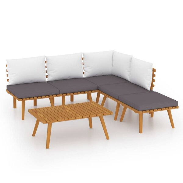 vidaXL Salon de jardin 6 Pièces avec coussins Bois d'acacia solide