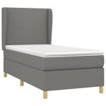 vidaXL Sommier à lattes de lit avec matelas Gris foncé 90x200 cm Tissu