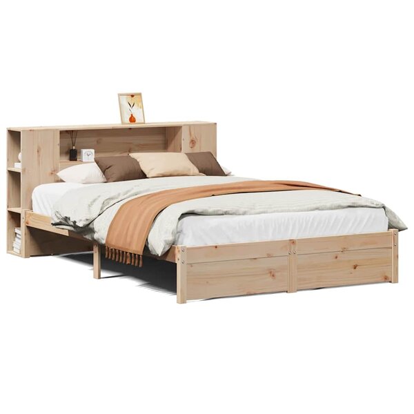 vidaXL Lit bibliothèque sans matelas 140x190 cm bois de pin massif