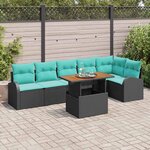 vidaXL Ensemble de canapé de jardin 7 Pièces Noir Poly rotin