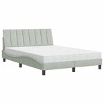 vidaXL Lit avec matelas Hanko gris clair 120x200 cm velours