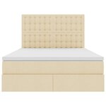 vidaXL Lit de rangement LED avec matelas Crème 140 x 190 cm Tissu