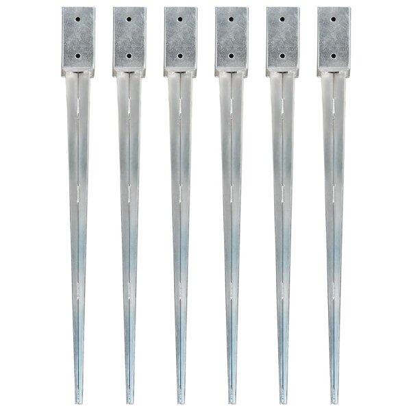 vidaXL Piquets au sol 6 Pièces Argenté 7x7x90 cm Acier galvanisé