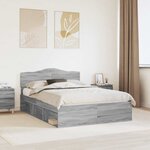 vidaXL Cadre de lit Gris Sonoma 160 x 200 cm Pin massif