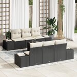 vidaXL Ensemble de salon de jardin 7 pièces avec coussins en poly rotin noir