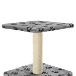 vidaXL Arbre à chat avec griffoirs en sisal 55 cm Gris Motif de pattes