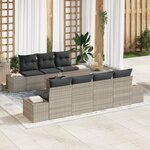 vidaXL Ensemble de canapés de jardin 8 pièces avec coussins gris clair en poly rattan