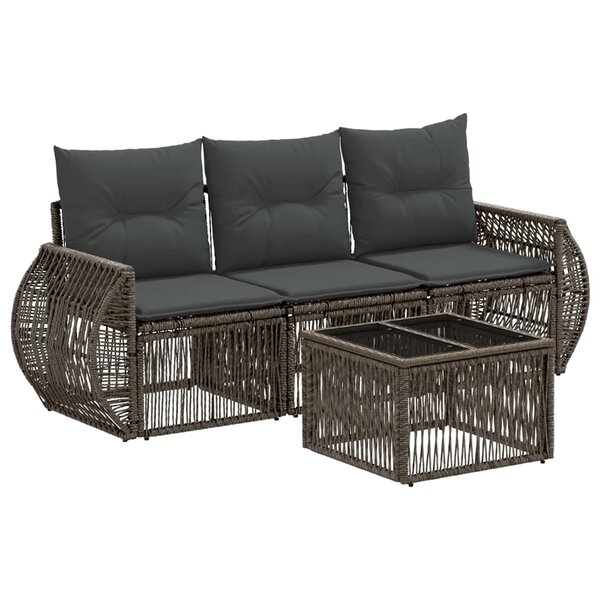 vidaXL Ensemble de canapé de jardin 4 Pièces Gris et Gris foncé polyrotin