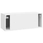vidaXL Meuble TV mural Montage mural Blanc brillant 78 5 x 31 x 30 cm