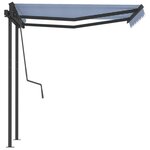vidaXL Auvent manuel rétractable avec poteaux 3 5x2 5 m Bleu et blanc