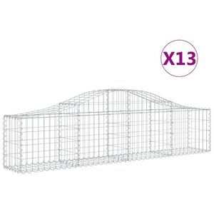 vidaXL Paniers à gabions arqués 13 Pièces 200x30x40/60 cm Fer galvanisé