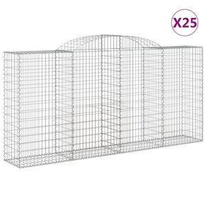 vidaXL Paniers à gabions arqués 25 Pièces 300x50x140/160 cm fer galvanisé