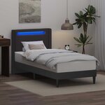 vidaXL Cadre de lit avec bandes LED Gris 80 x 200 cm Simili cuir