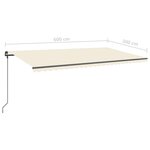 vidaXL Auvent manuel rétractable avec LED 6x3 m Crème
