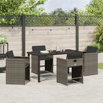 vidaXL Ensemble de salle à manger de jardin 5 pièces avec coussins gris en poly rotin