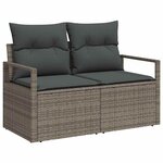 vidaXL Ensemble de canapé de jardin avec coussin 8 Pièces Gris Poly rotin