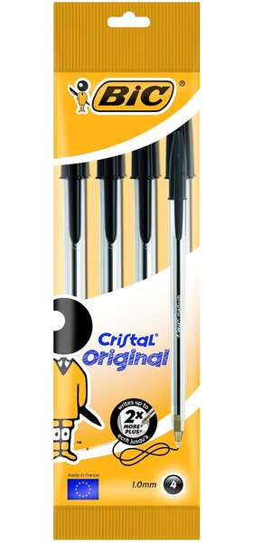 étui de 4 stylos à bille Cristal Medium  noir BIC