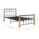 vidaXL Cadre de lit sans matelas métal bois de chêne massif 100x200 cm