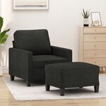 vidaXL Fauteuil avec repose-pied Noir 60 cm Tissu