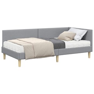 vidaXL Cadre de lit d'angle avec matelas 2 pc Gris clair 100 x 200 cm