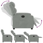 vidaXL Fauteuil inclinable électrique gris clair velours