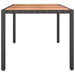 vidaXL Table de jardin plateau en bois Noir Résine tressée bois massif