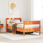 vidaXL Cadre de lit sans matelas cire marron 90x190 cm bois pin massif