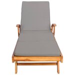 vidaXL Chaise longue avec coussin 100  Polyester Teck Solide