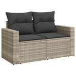 vidaXL Salon de jardin 11 Pièces avec coussins gris clair résine tressée