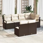 vidaXL Ensemble de canapé de jardin avec coussin 7 Pièces Marron et Crème