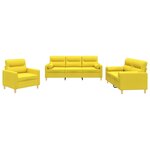 vidaXL Ensemble de canapés 3 Pièces avec coussins jaune clair tissu