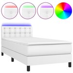 vidaXL Sommier à lattes de lit avec matelas et LED Blanc 100x200 cm