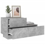 vidaXL Table de chevet avec lumières LED gris béton 70x36x40 5 cm
