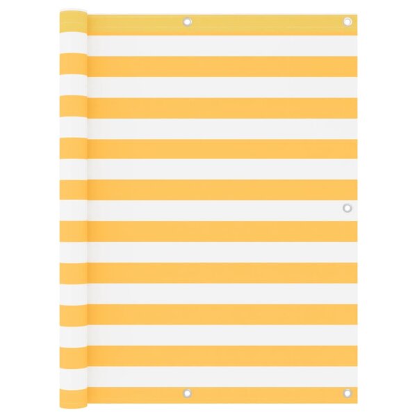 vidaXL Écran de balcon Blanc et jaune 120x300 cm Tissu Oxford