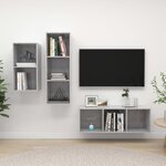 vidaXL Ensemble de meuble TV 3 Pièces Gris béton Aggloméré
