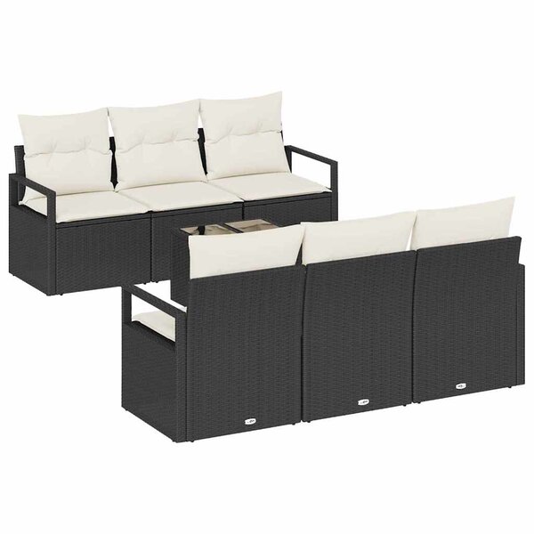 vidaXL Ensemble de Canapés avec coussin 7 Pièces Noir et Crème polyrotin
