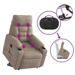 vidaXL Fauteuil inclinable de massage électrique taupe