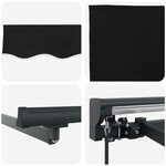 vidaXL Auvent Rétractable Noir 450x300 cm tissu