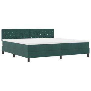 vidaXL Lit à ressorts avec matelas Vert foncé 200 x 200 cm Velours