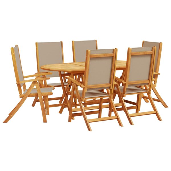 vidaXL Ensemble à manger de jardin 7Pièces bois d'acacia solide textilène