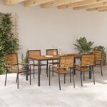Ensemble de Salle à Manger de Jardin 7 Pièces en Poly Rattan Noir Acacia