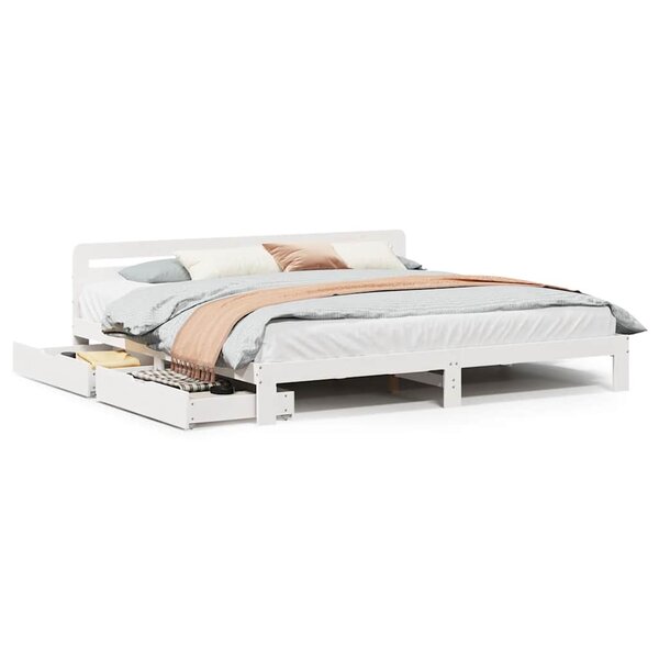 vidaXL Cadre de lit sans matelas blanc 200x200 cm bois massif de pin